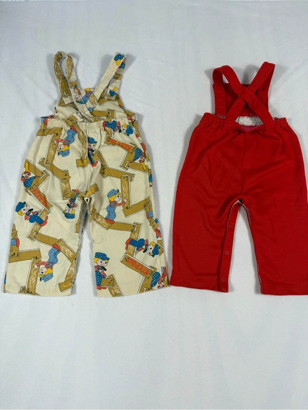 2 pairs of Vintage Infant Overalls- Carters turtle + unbranded painter